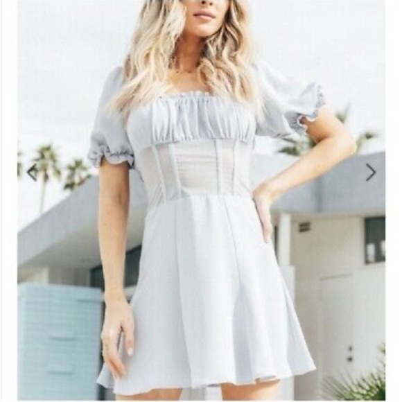 Elegant Light Gray Mini Dress - Picture 1 of 6